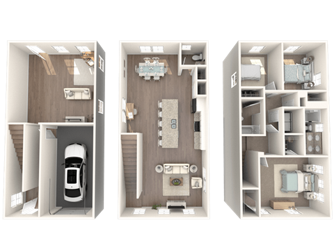 three floor plan of a house